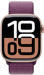 Apple Watch Series 10 GPS + Cellular 42mm Rose Gold Aluminium Case with Plum Sport Loop (MWXC3SA/A)